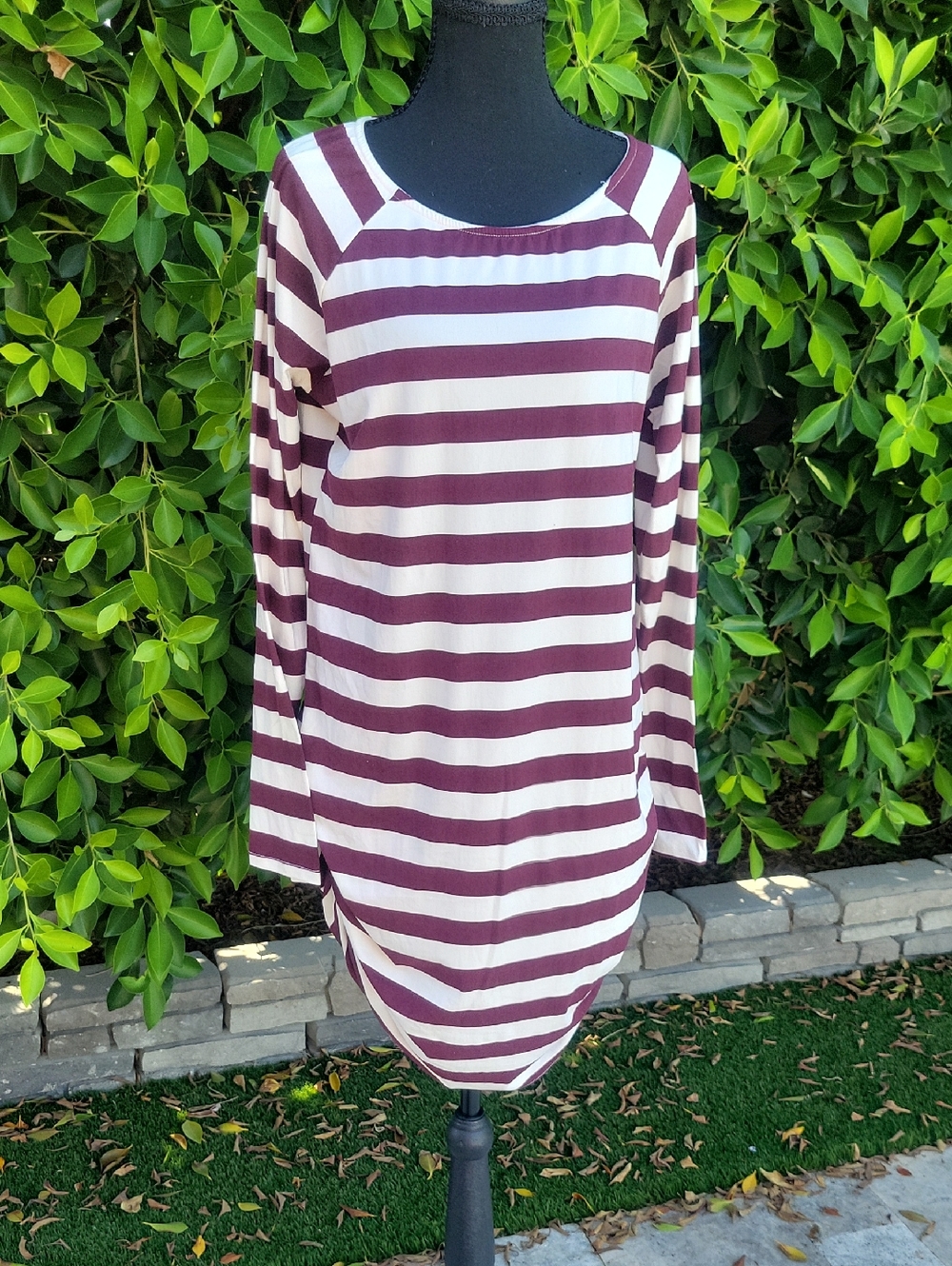 Reborn J Striped Ruched Side Maternity Long Sleeve dress